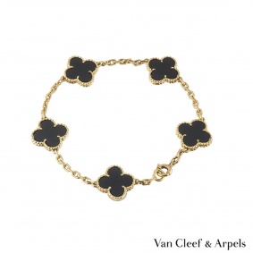 Van Cleef & Arpels Yellow Gold Onyx Alhambra Bracelet Van Cleef & Arpels Yellow Gold Onyx Alhambra Bracelet